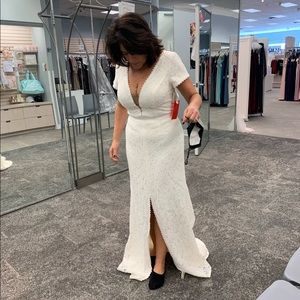 Sheath Wedding Gown - Ivory/White - illusion neck